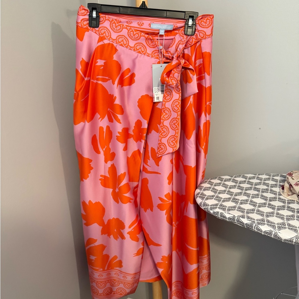 ANTONIO MELANI Vibrant Pink and Orange Wrap Skirt